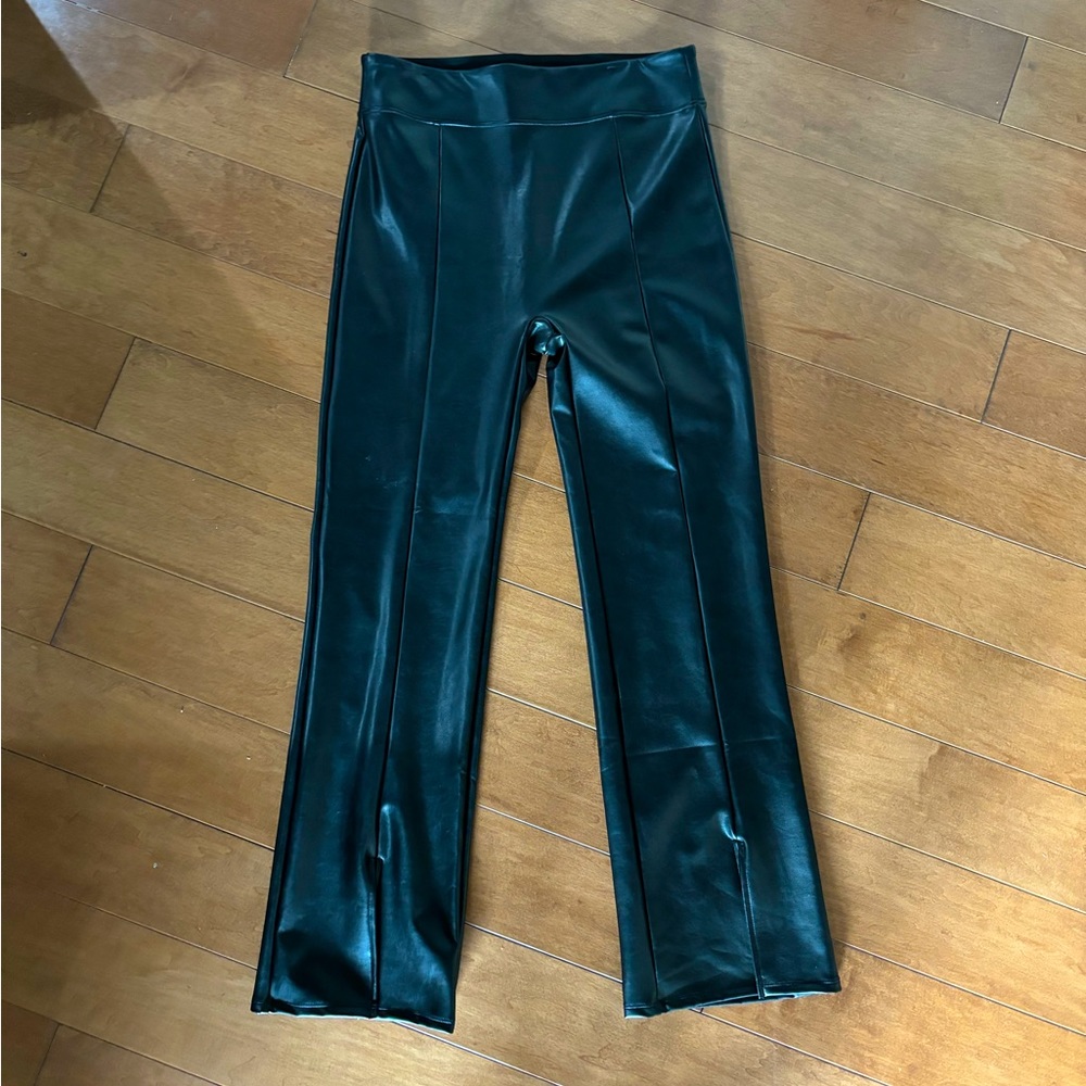 Abercrombie and Fitch faux leather split hem pants